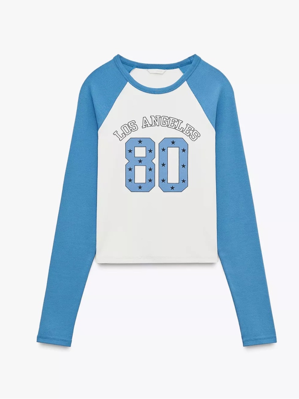 ZARA White & Blue 'Los Angeles 80' Varsity Tee